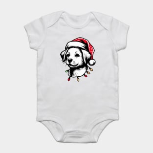 Adorable Dog Christmas Lights Santa Hat Baby Bodysuit